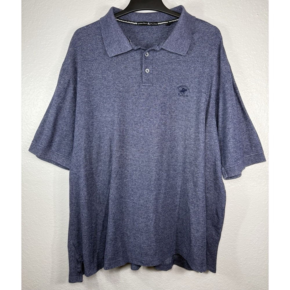 Mens blue heathered short-sleeve polo shirt Size 2X Beverly Hills Polo Club